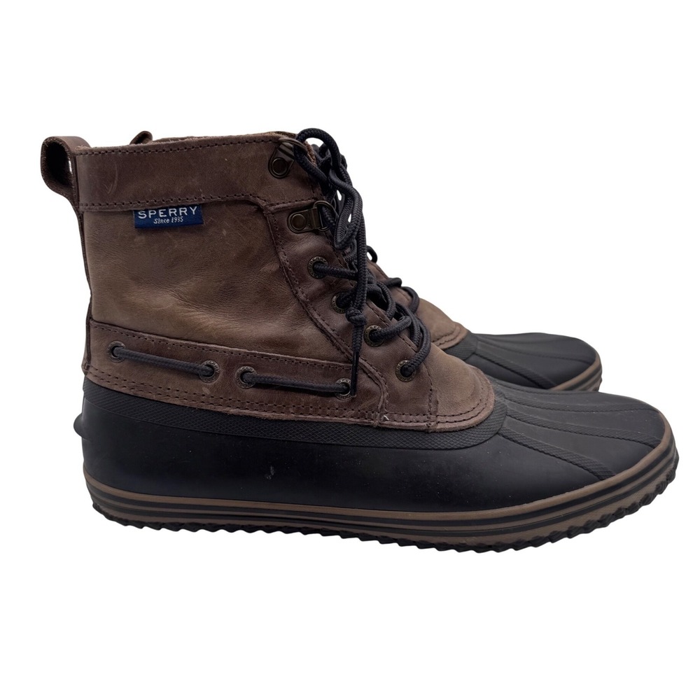 Sperry 11 Brown Duck Boots Men's Leather Rubber STS21638